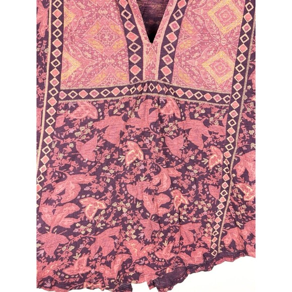 Lucky Brand Peasant Top Boho Bohemian Folk Flowy Western Open Back Size Large - Picture 3 of 10